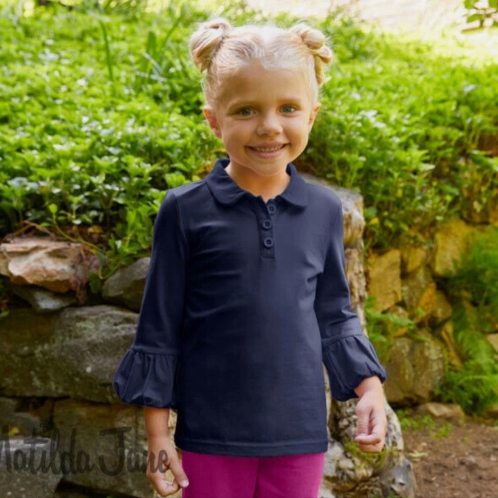 MATILDA JANE PERFECTLY PAIRED PEACOCK BLUE COLLARED PUFFER TEE SIZE 8